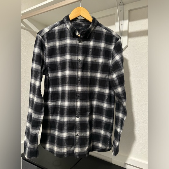ALLSAINTS Windham Slim Fit Plaid Long Sleeve Shirt Sz S - Picture 3 of 9
